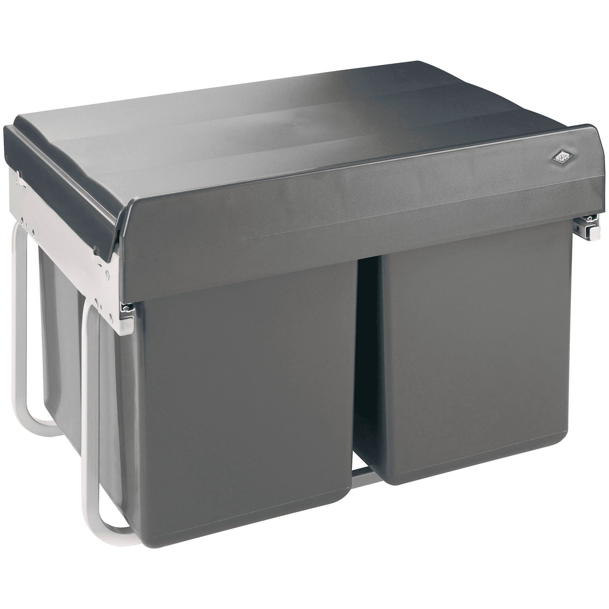 Eyckhaus 2-voudige afvalverzamelaar vierkant 2 x 15 l | grijs/zilver - 4367 4367