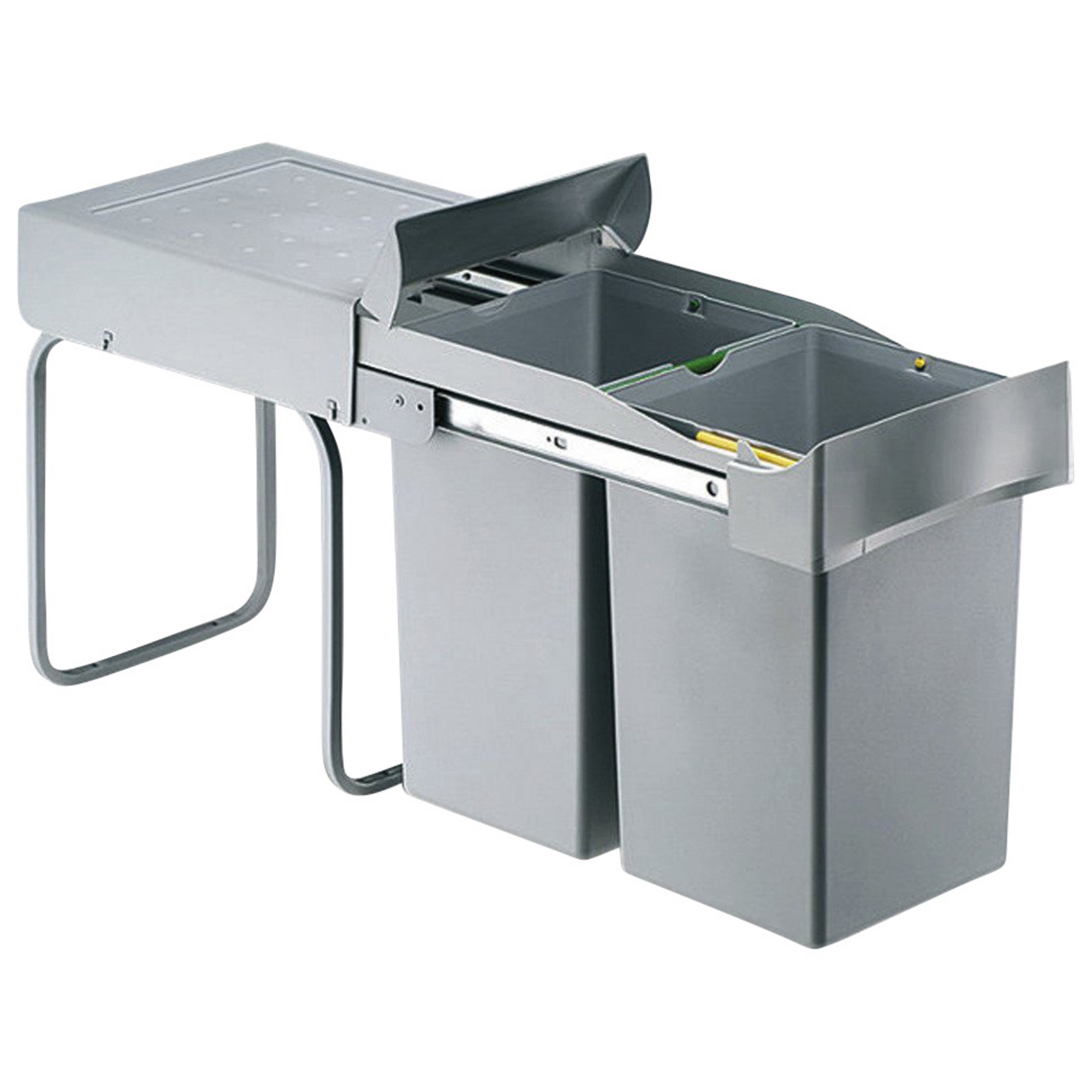 Eyckhaus 2-voudige afvalverzamelaar vierkant 2 x 14 l | grijs/zilver - 4378 4378