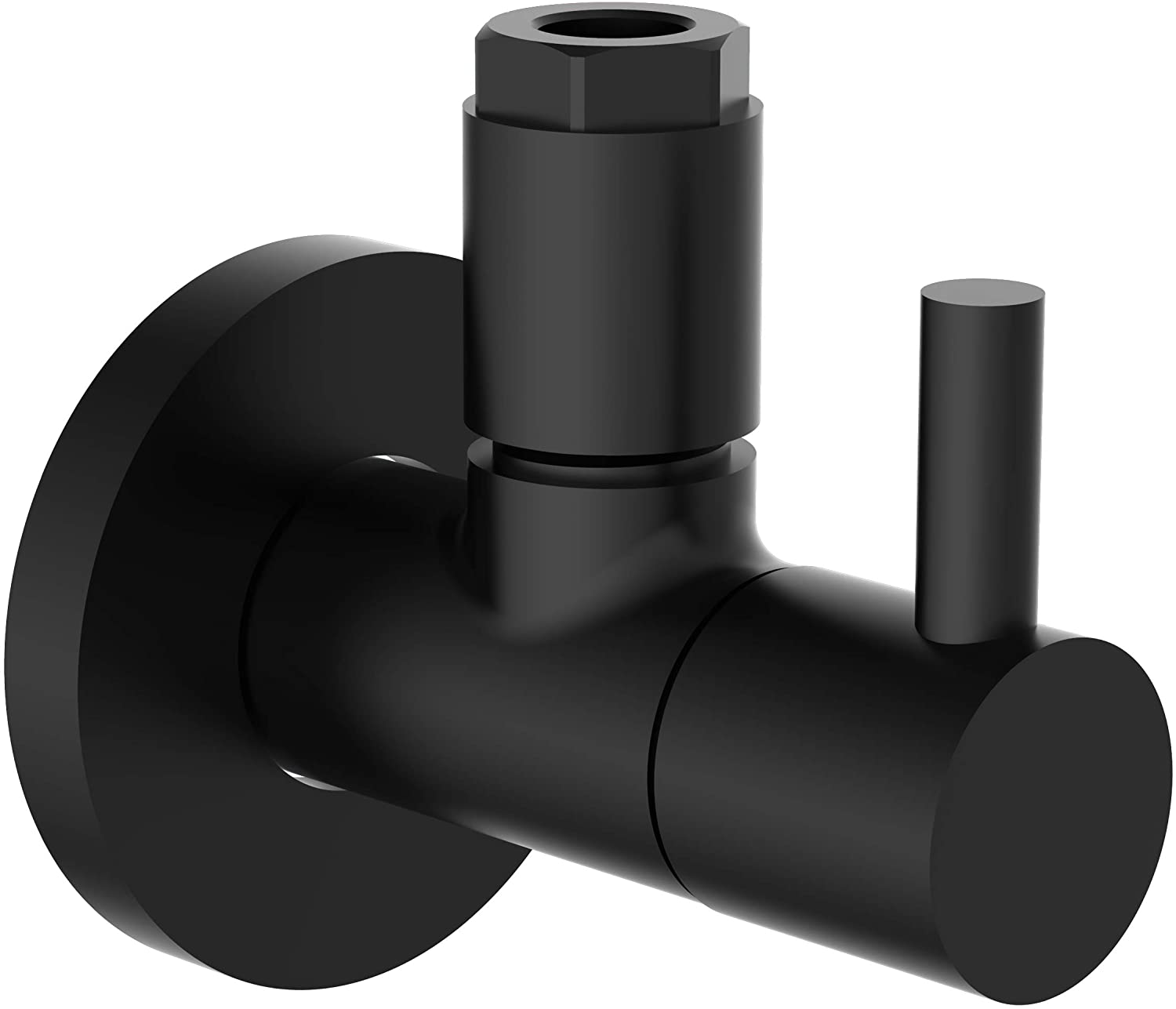 Schutte Design Hoekstopkraan van Messing | 1/2" x 3/8" of 10 mm | met Rozet| mat zwart - 98166120 - 98166120