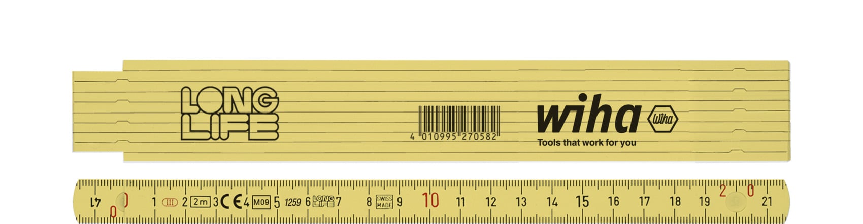 Wiha 41020001 Duimstok Longlife® 2 m metrisch, 10 delen 15 mm - 27058