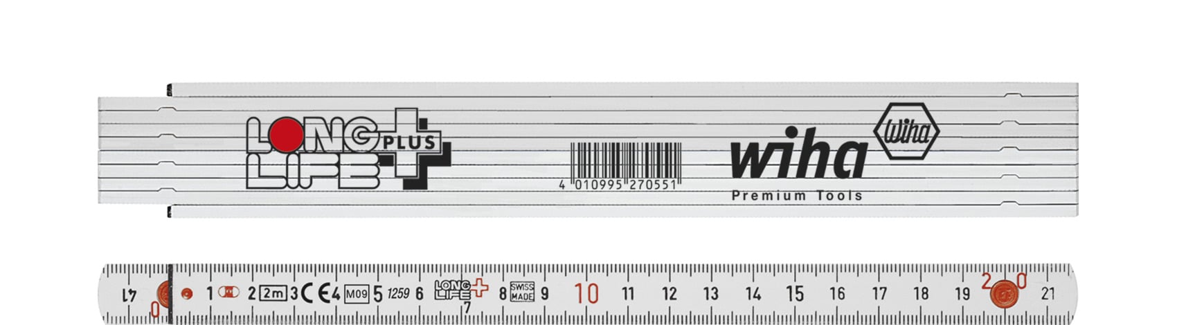 Wiha 41020011 Duimstok LongLife® Plus 2 m metrisch, 10 delen 15 mm - 27055