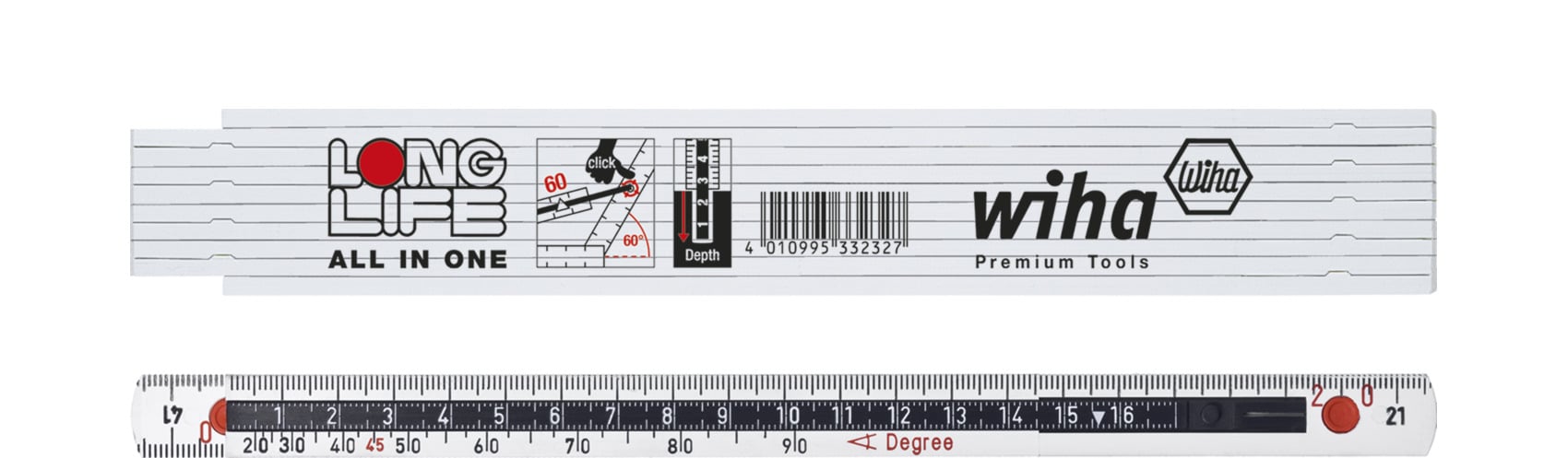 Wiha 41020072 Duimstok Longlife® All in One 2 m metrisch, 10 delen 15 mm - 33232