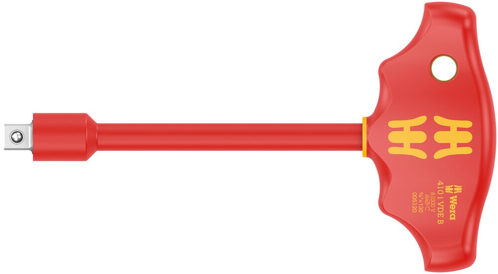 Wera 410 i VDE B VDE-geïsoleerde T-greep adapterschroevendraaier voor 3/8" doppen, 3/8" x 130 mm - 05005120001
