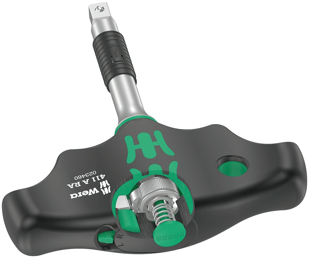 Wera 411 A RA T-greep adapterschroevendraaier met ratelfunctie 1 4" x 45 mm 05023460001