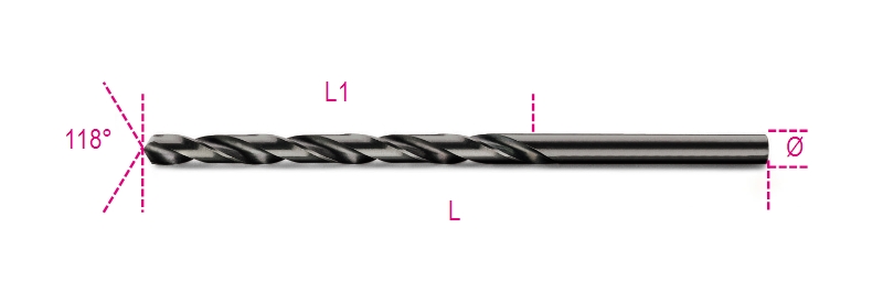 Beta Spiraalboren, lange uitvoering HSS volledig geslepen gebruneerd 412L 6,50 - 004120250