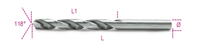 Beta Spiraalboren, korte uitvoering HSS volledig geslepen glimmende afwerking 412 2,00 - 004120052
