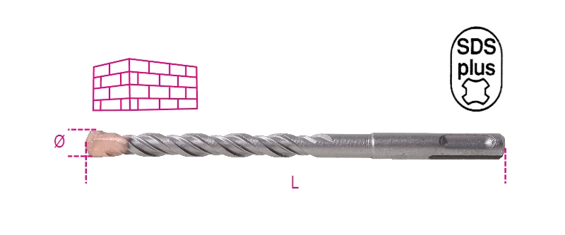 Beta Hamerboren met SDS-plus aansluiting, gefreesde schacht met hardmetalen snijplaten 419 12X460 - 004190074