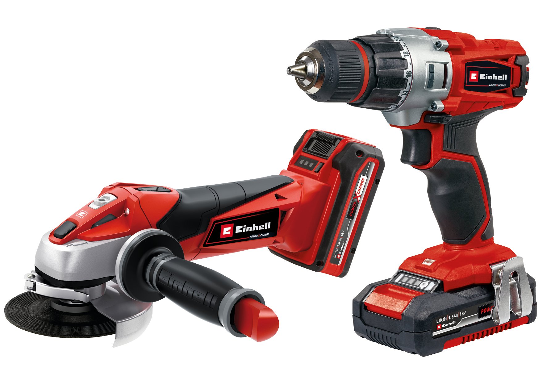 Einhell TE-TK 18 Li Kit 18 V/1.5 Ah/3.0 Ah (Accu Boor-/Schroefmachine/Accu Haakse slijper) - 2 accu's