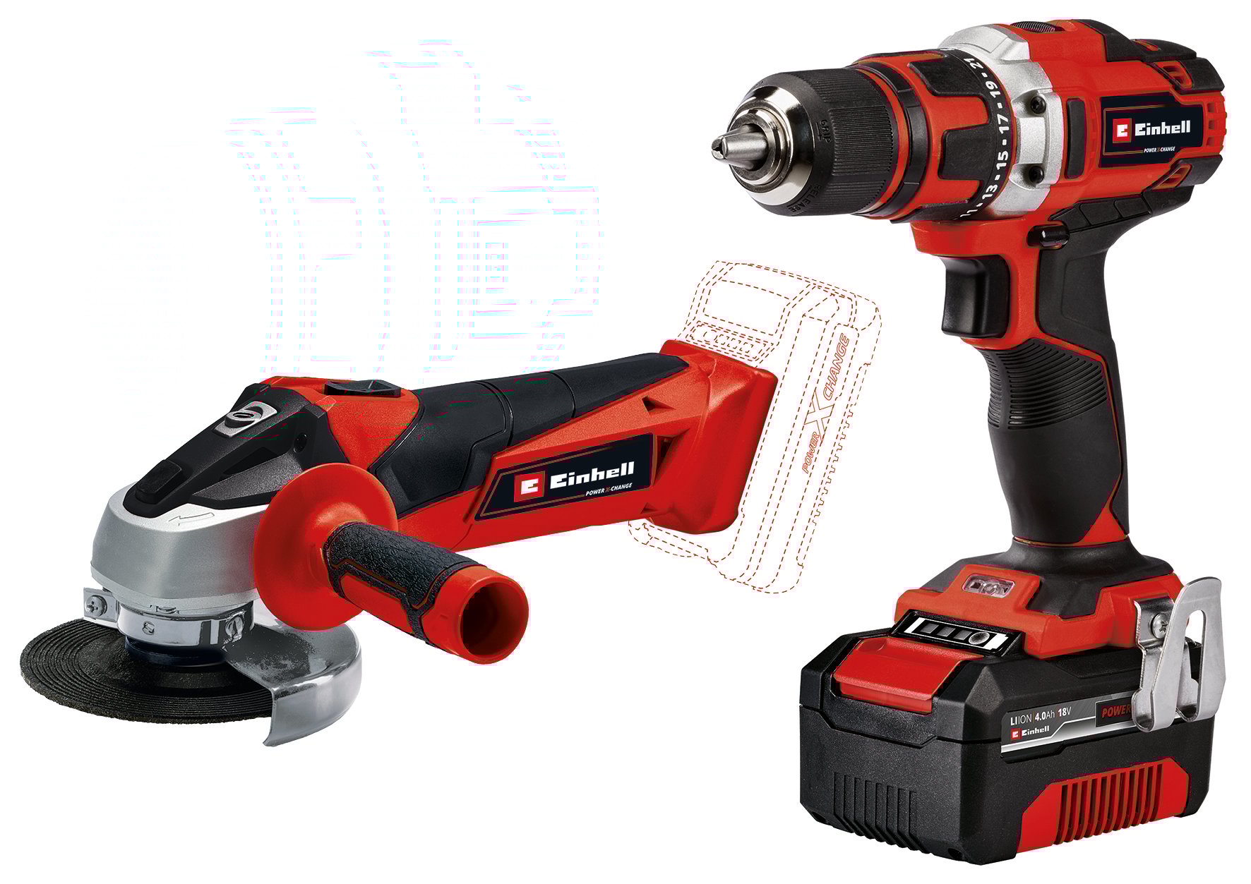 Einhell TE-TK 18/2 Li Kit 18 V/4.0 Ah, (Accu Boor-/Schroefmachine / Accu Haakse Slijper) - 1 accu - 4257240 - 4257240