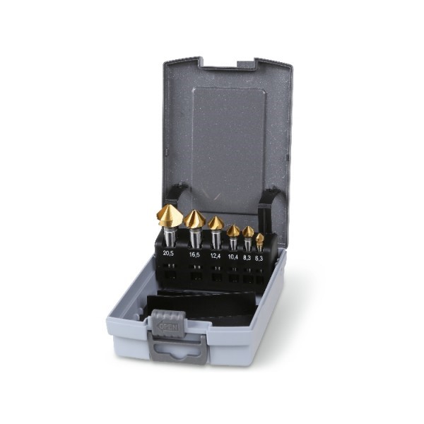 Beta 426T/SP6 Set conische verzinkfrezen met drie snijkanten | in ABS koffer - 004260080 004260080