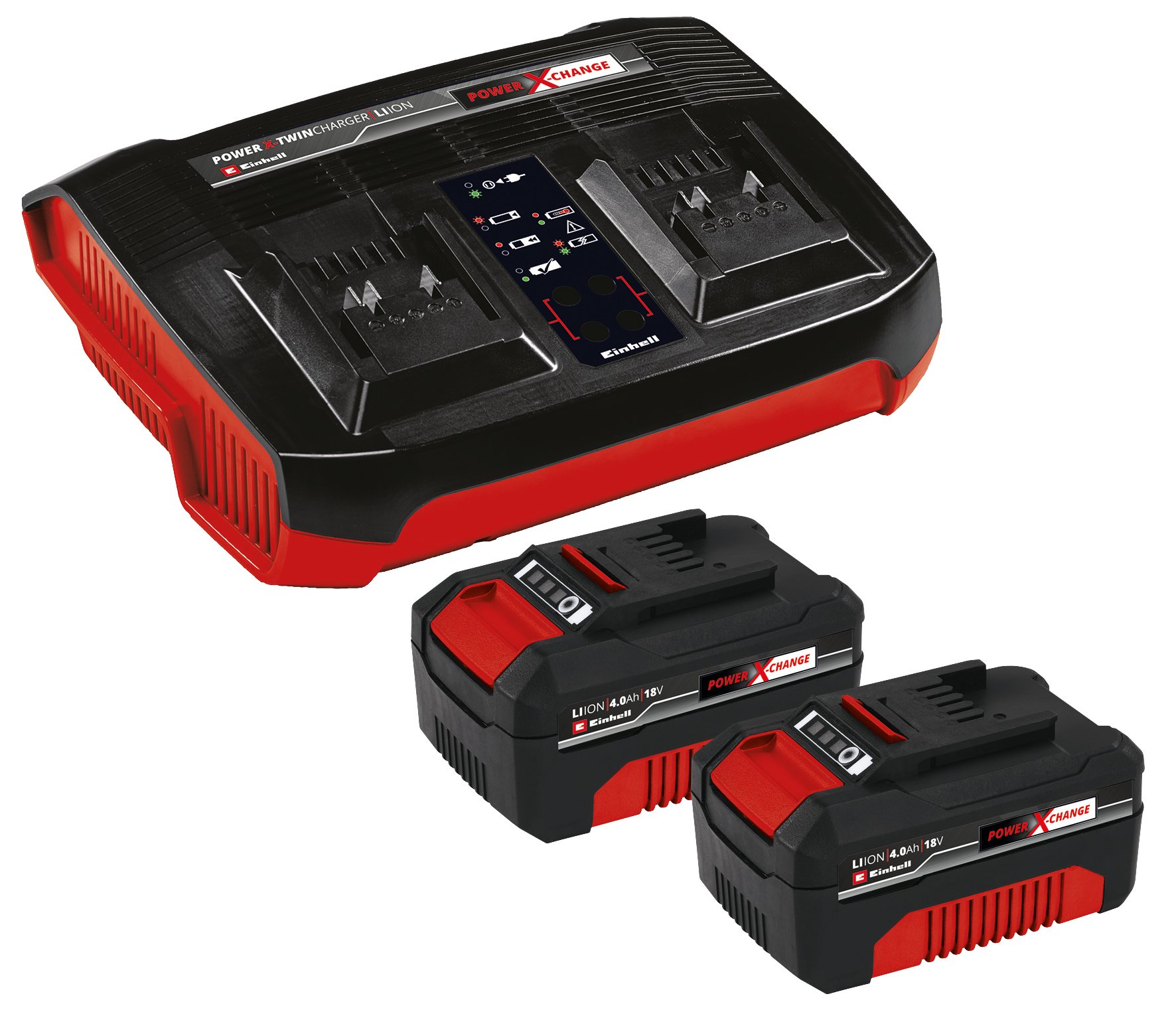 Einhell Power X-Change PXC-Starter-Kit 2x 4,0Ah & Twincharger Kit 4512112 Accu en acculader voor ger