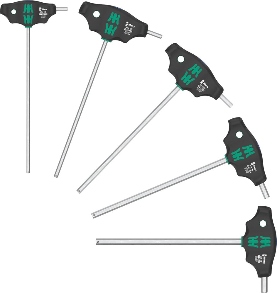 Wera 454/5 HF SHK set 1 schroevendraaierset T-greep-schroevendraaier Hex-Plus met vasthoudfunctie, 5-delig - 05136070001