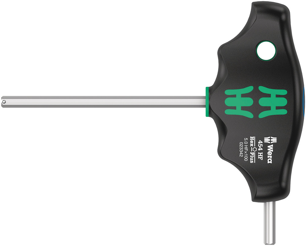 Wera 454 HF T-greep zeskant-schroevendraaier Hex-Plus met vasthoudfunctie, 5 x 100 mm - 05023342001