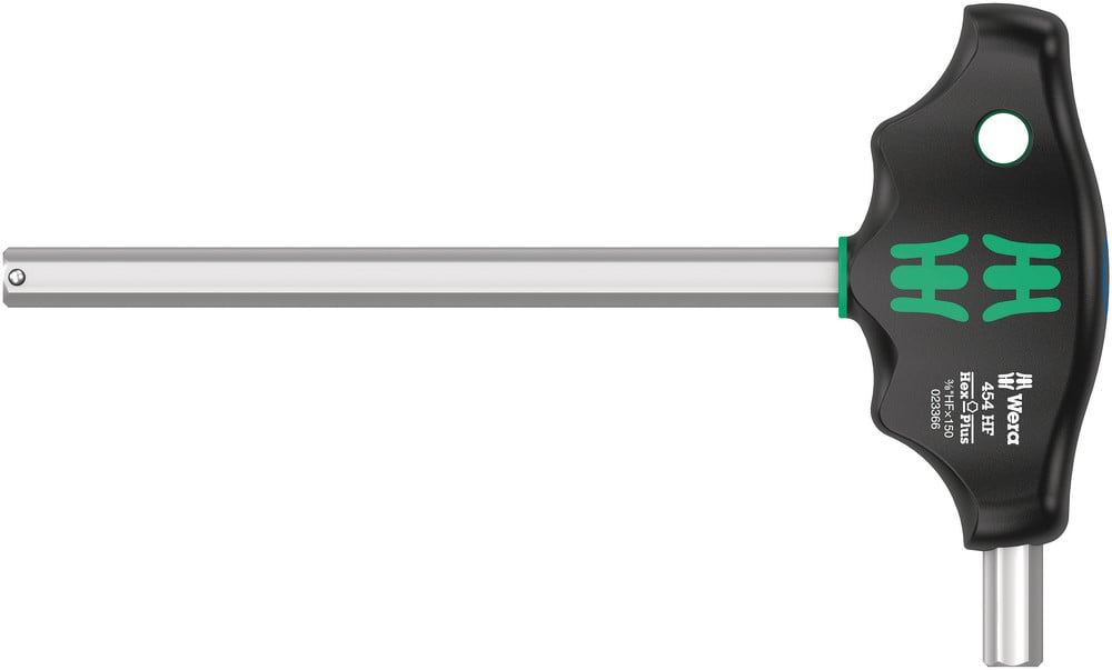 Wera 454 HF T-greep zeskant-schroevendraaier Hex-Plus met vasthoudfunctie, inch, 3/8" x 150 mm - 05023366001