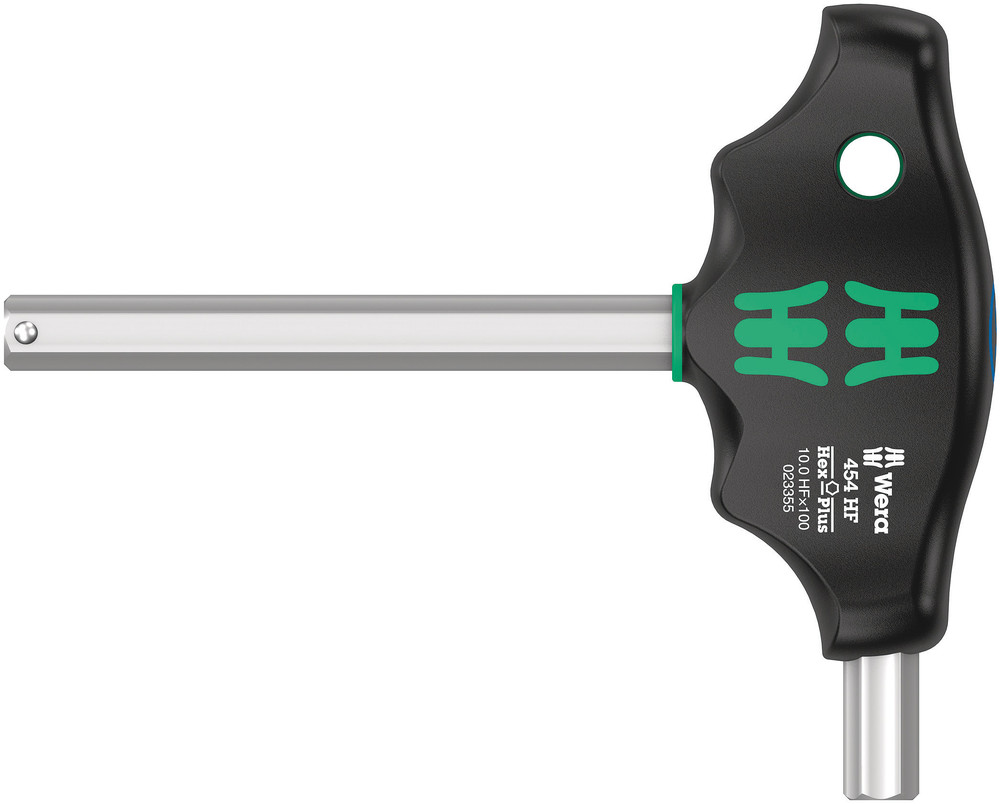 Wera 454 HF T-greep zeskant-schroevendraaier Hex-Plus met vasthoudfunctie, 10 x 100 mm - 05023354001
