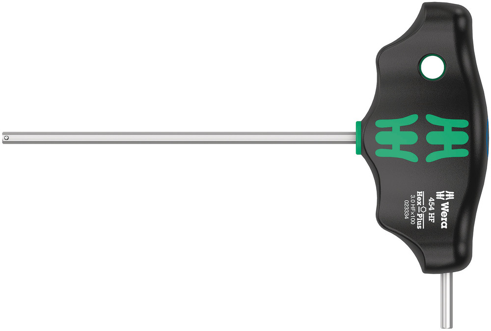 Wera 454 HF T-greep zeskant-schroevendraaier Hex-Plus met vasthoudfunctie, 3 x 100 mm - 05023334001