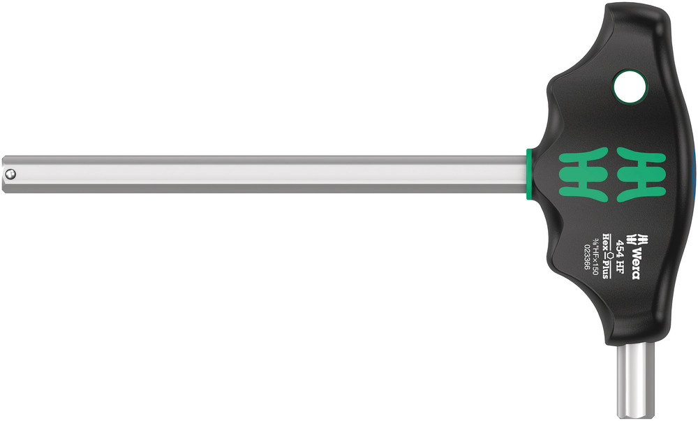 Wera 454 HF T-greep zeskant-schroevendraaier Hex-Plus met vasthoudfunctie, inch, 3/8" x 150 mm - 05023366001