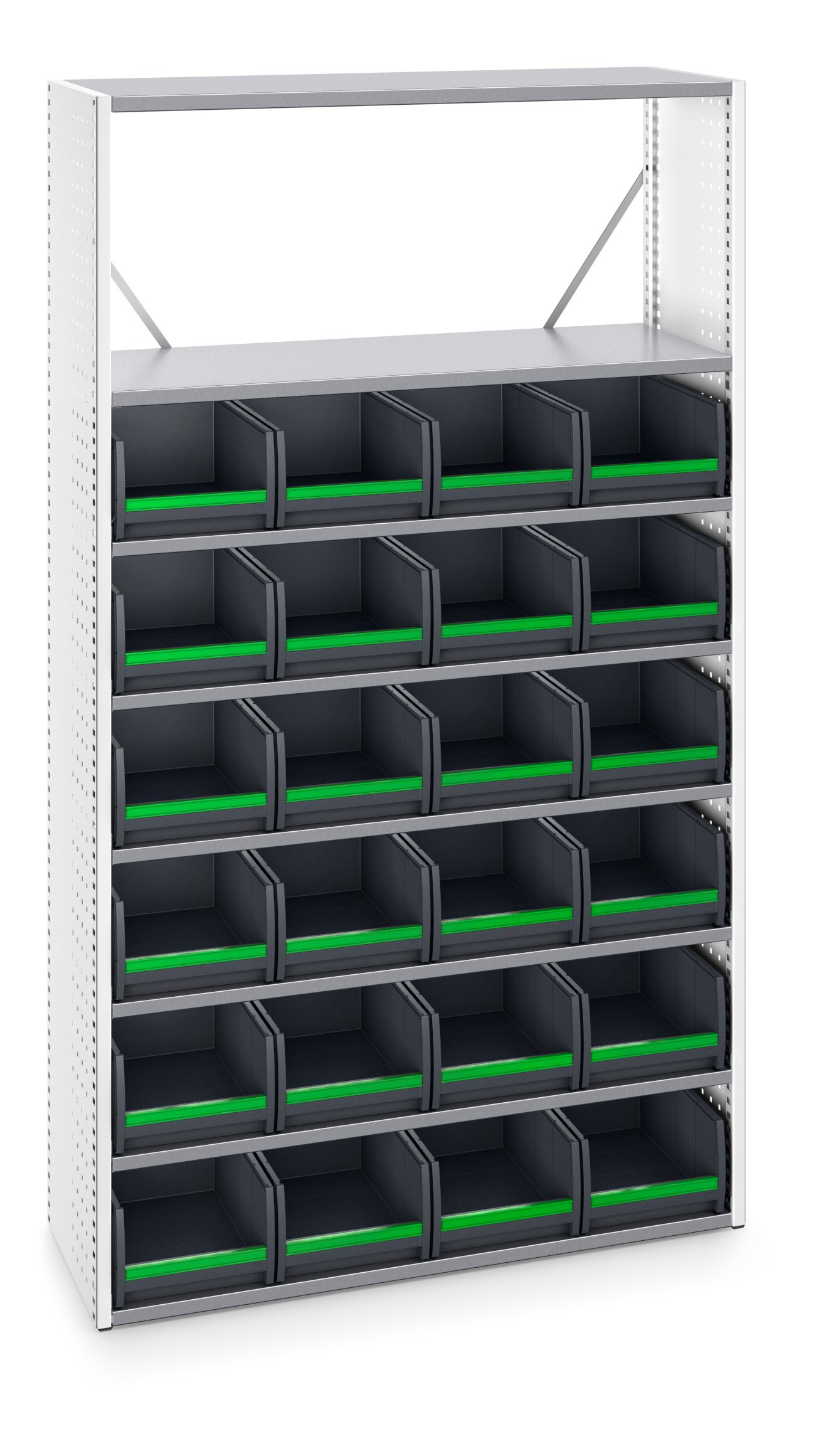 Bott Verso Stellingkast | Met 8 Legborden, 24x Box | RAL 7035 - 46003002.16