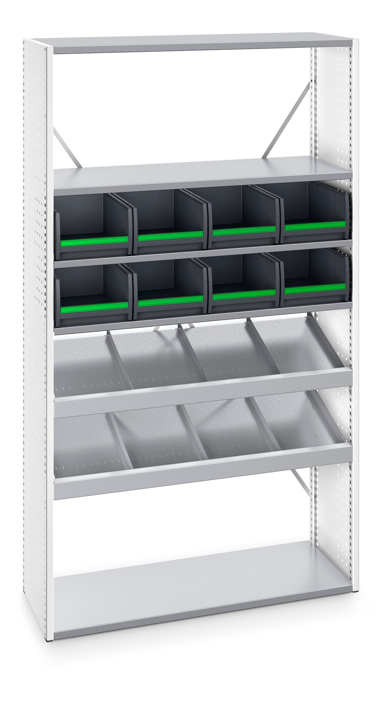 Bott Verso Stellingkast | Met 5 Legborden, 8x Box | RAL 7035 - 46003003.16
