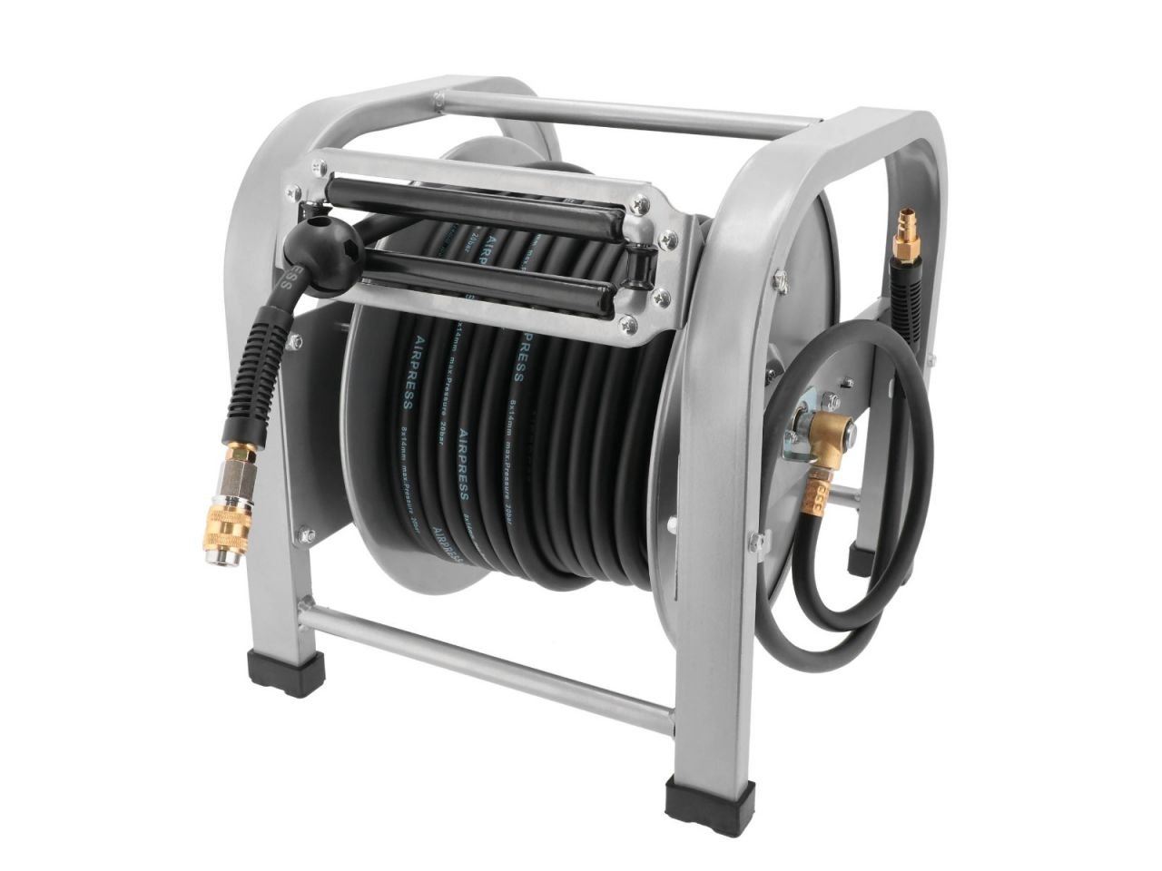 Airpress Luchtslanghaspel PU vloermodel | zelf-oprollend | 1/4" buitendraad | 8 x 14 mm 30 m | 20 bar - 46508
