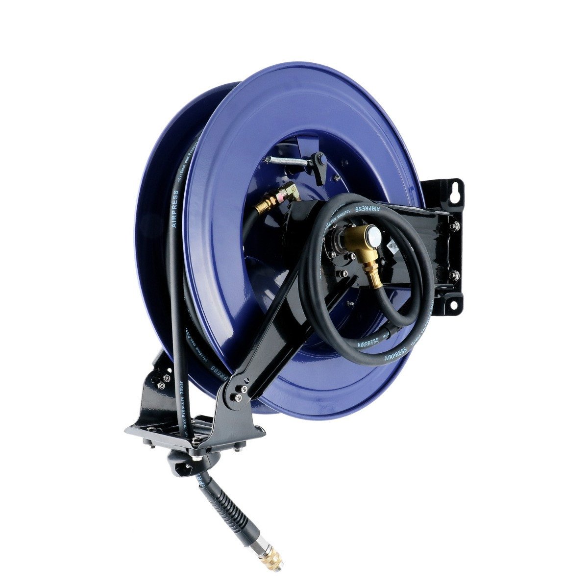 Airpress Luchtslanghaspel Wandmodel | 20 m 10 x 16 mm | 20 bar | Draaibaar met insteeknippels en universele snelkoppeling 46622