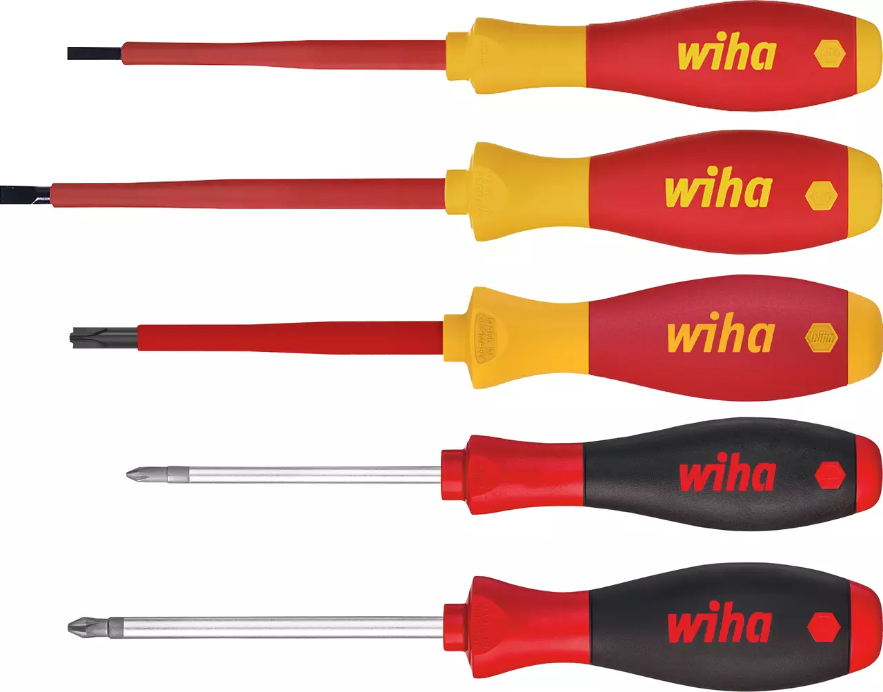 Wiha Schroevendraaierset SoftFinish electric sleufkop, Phillips, PlusMin/Pozidriv 5-delig - 47037