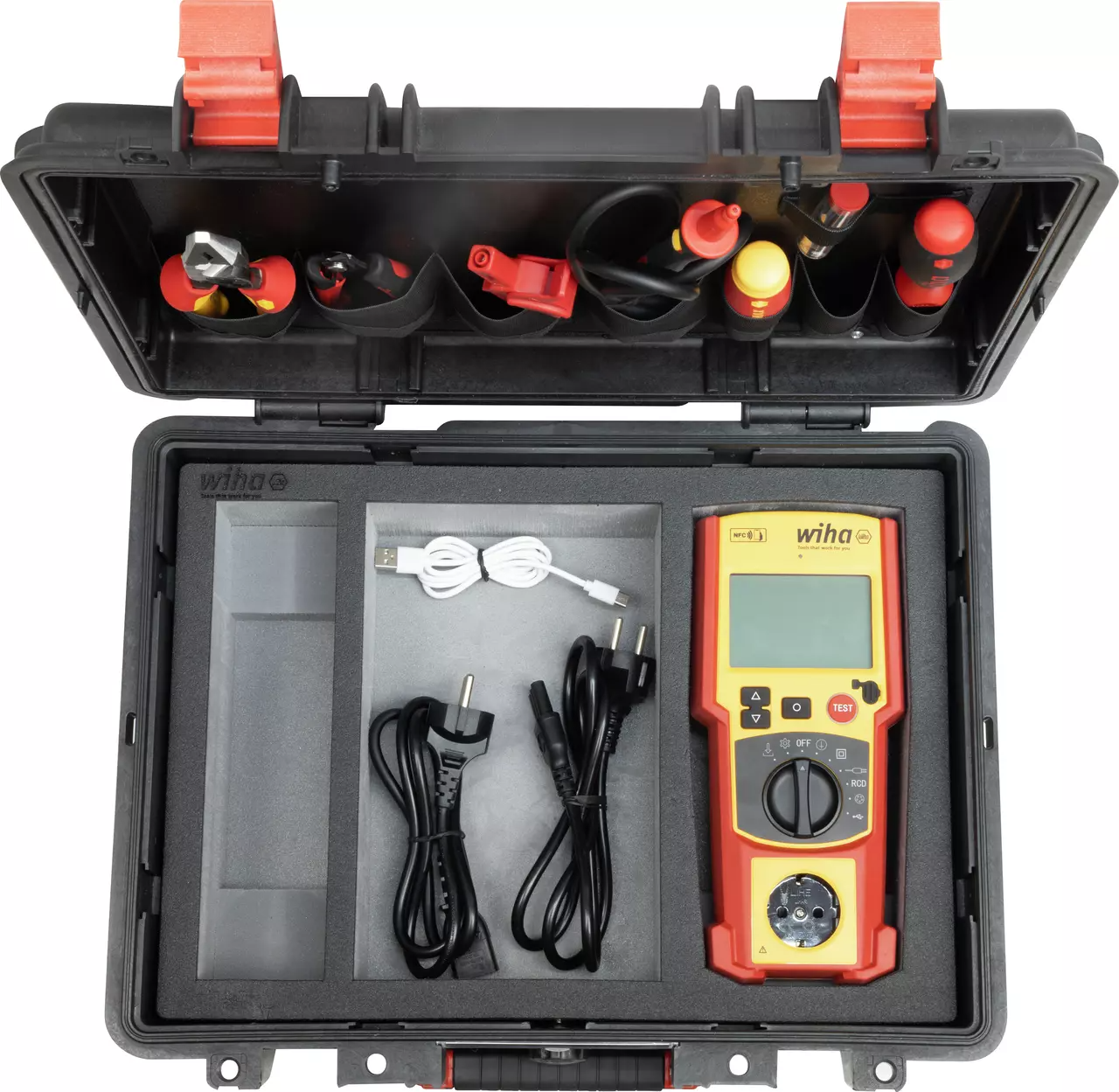 Wiha Apparaattester set PAT one met gereedschap en toebehoren EU in koffer - 47220