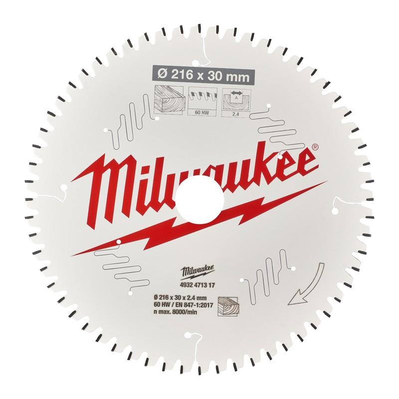 Milwaukee Accessoires Cirkelzaagblad MS W 216x30x2,4x60ATB neg. - 4932471317