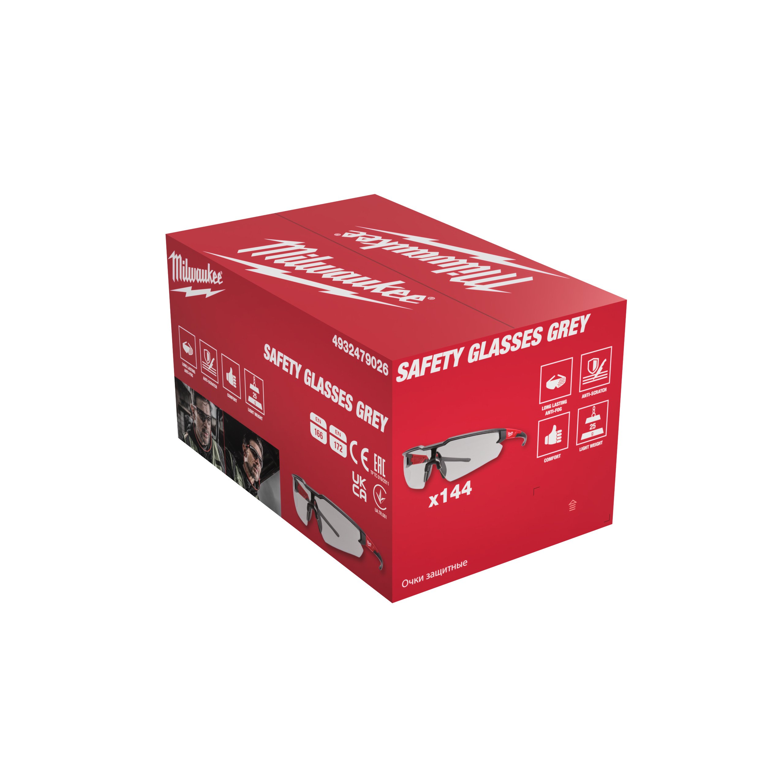 Milwaukee Accessoires Bulk veiligheidsbrillen grijs - 144 stuks - 4932479026