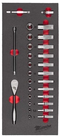 Milwaukee Accessoires 1/4" Ratel en Doppen Set Foam Inlay | 28-delig - 4932479824