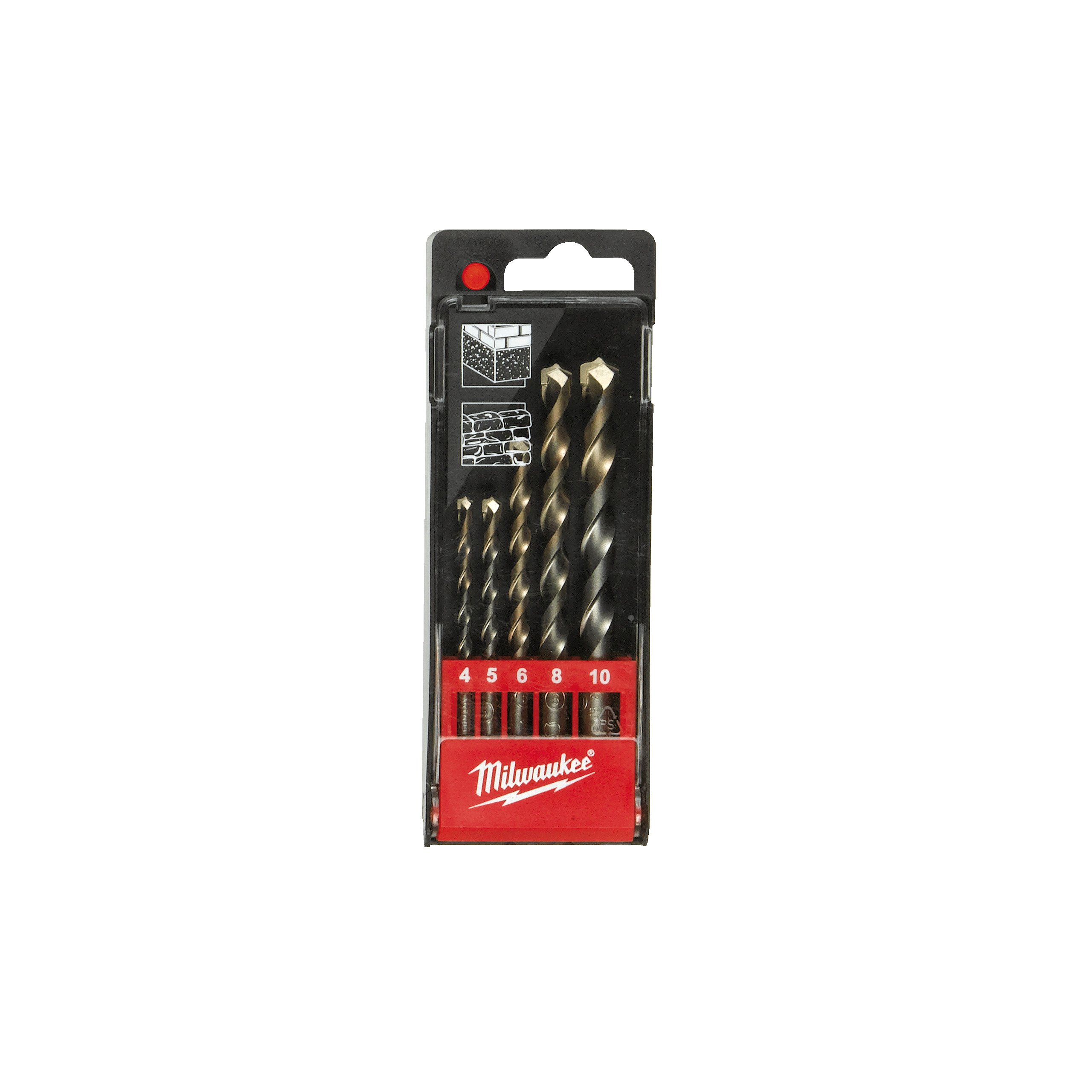 Milwaukee Accessoires Betonboren set in kunststof cassette (5-delig): 4 / 5 / 6 / 8 / 10 mm - 4932480157