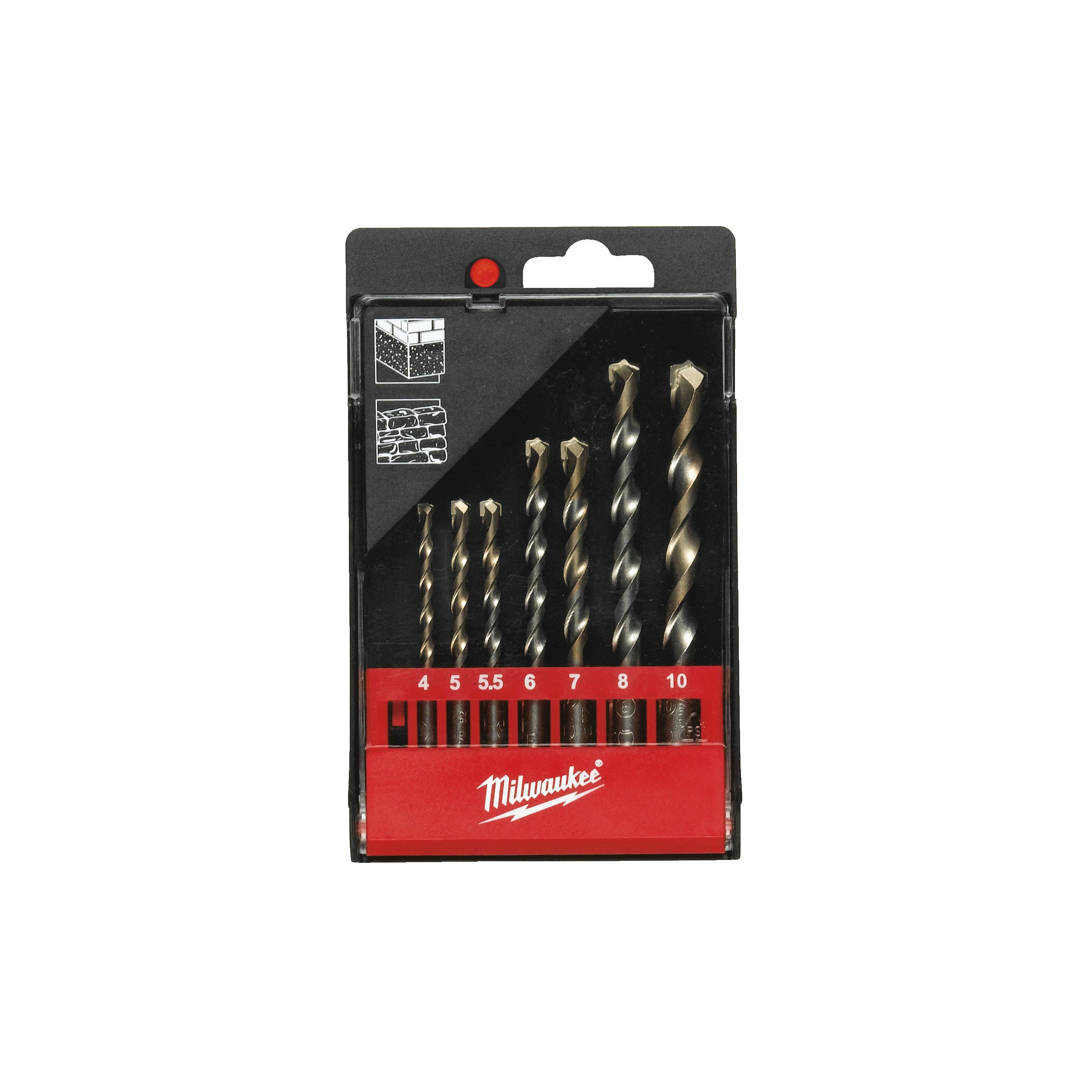 Milwaukee Accessoires Betonboren set in kunststof cassette (8-delig): 3 / 4 / 5 / 6 / 7 / 8 / 9 / 10 mm - 4932480158