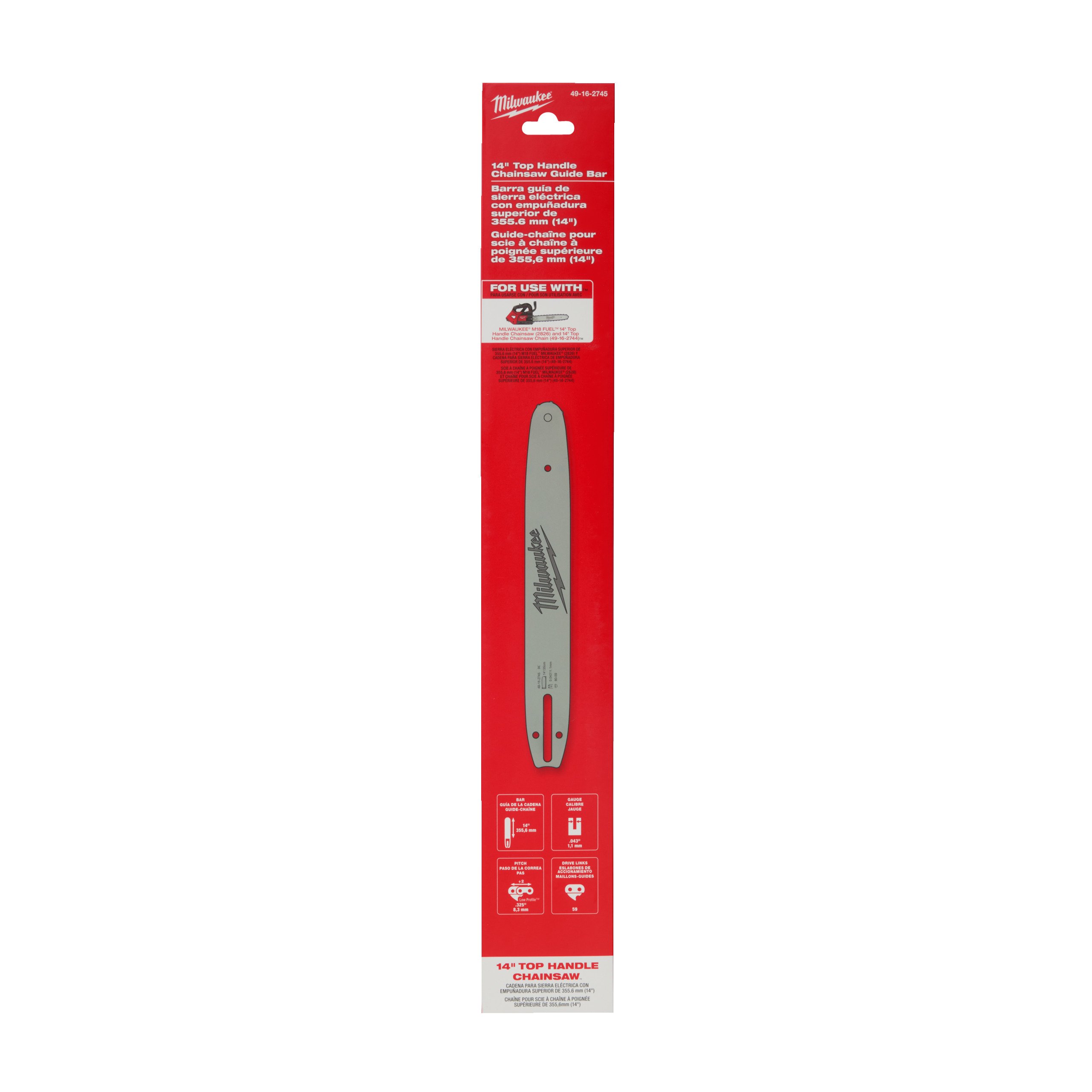 Milwaukee 35 cm 14" guide bar M18 FTHCHS35 Zwaard voor kettingzaag 35 cm 14&apos;&apos; voor M18 FTHCHS35 4932480173