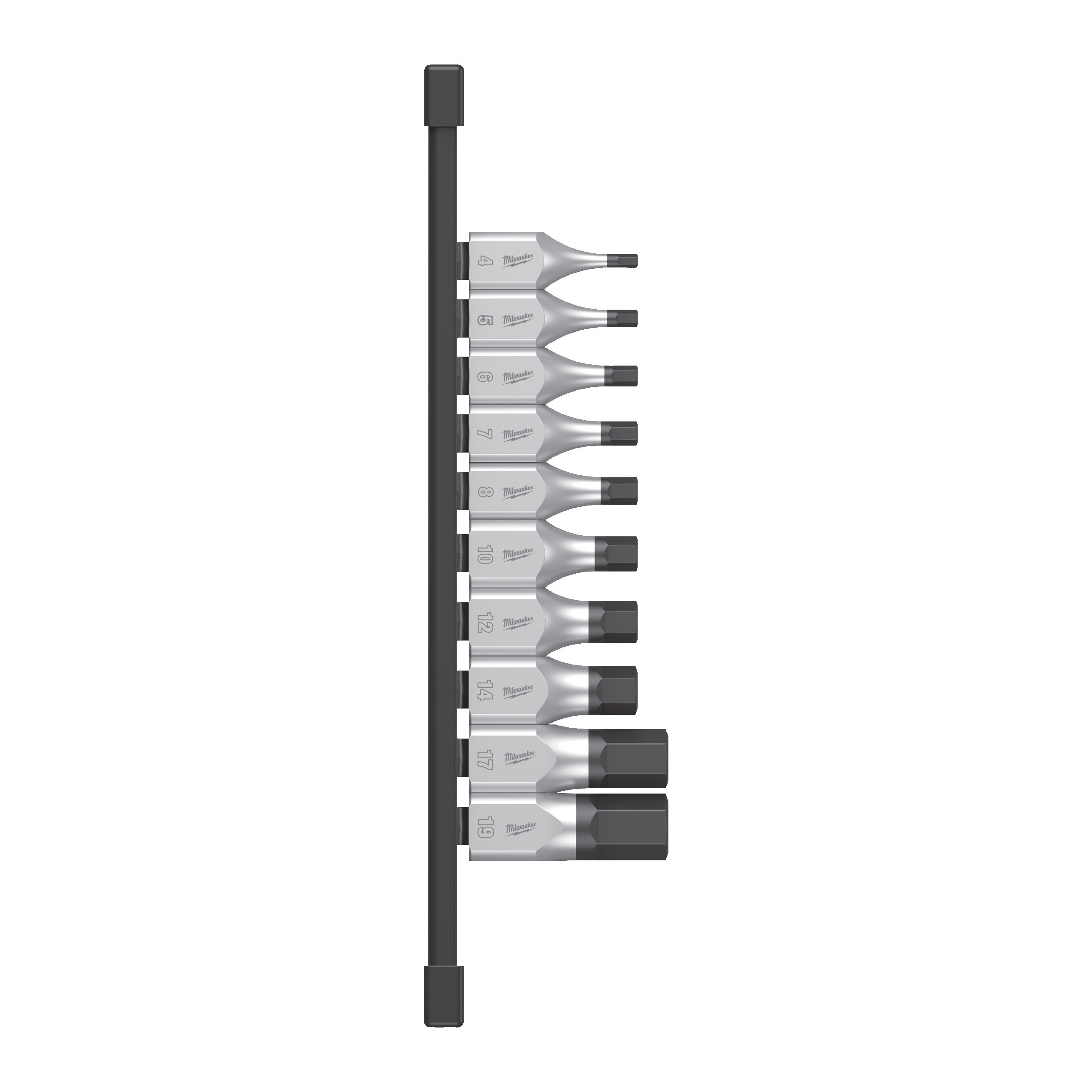 Milwaukee Doppenset | 1/2" FOUR FLAT™ Hex | 4 op rail | 10-delig - 4932480853