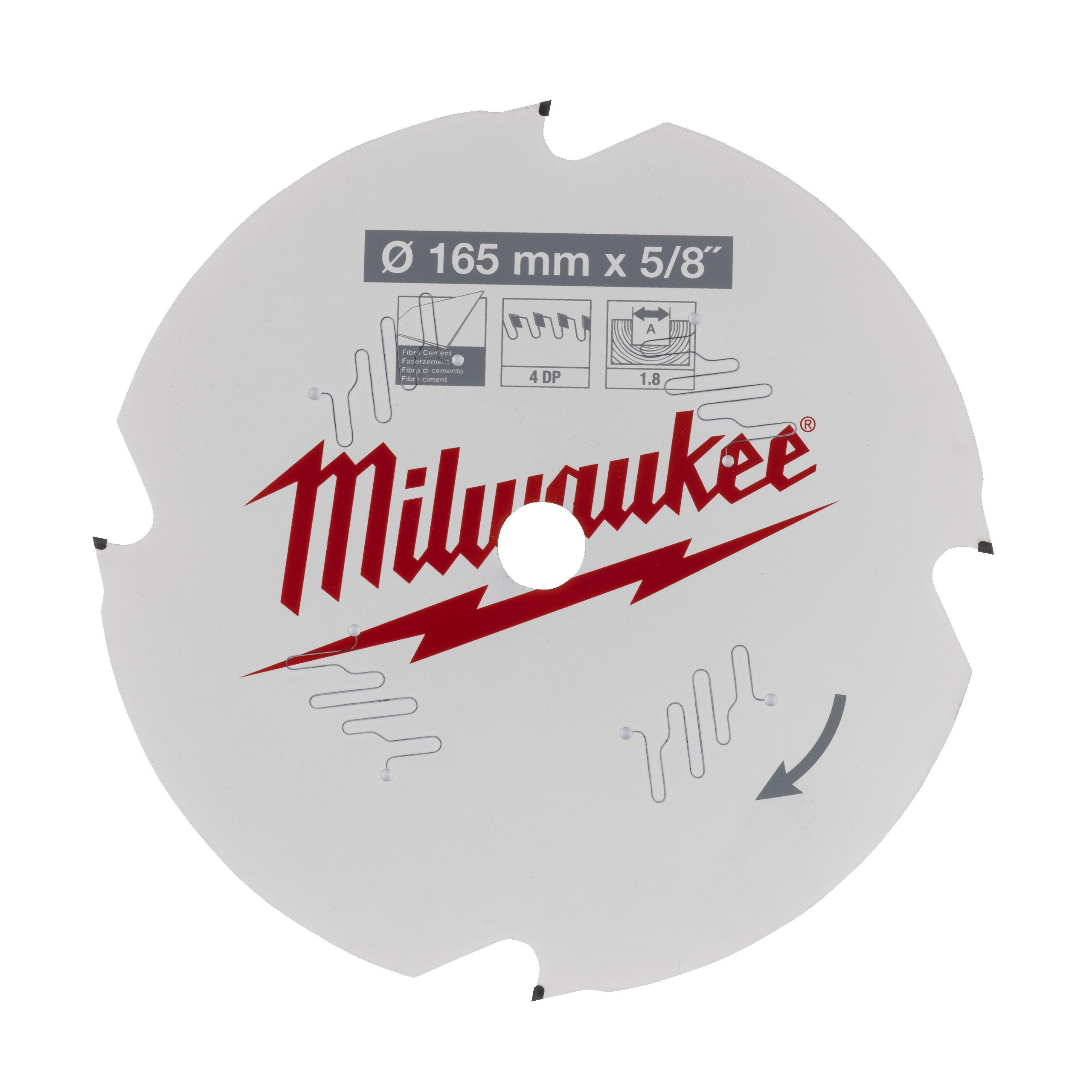 Milwaukee CSB P FC 165 x 5 8 x 1.8 x 4D 1 pc Cirkelzaagblad vezelplaat 160 x 5 8 x 1 8 D 4T +10° 4932493217