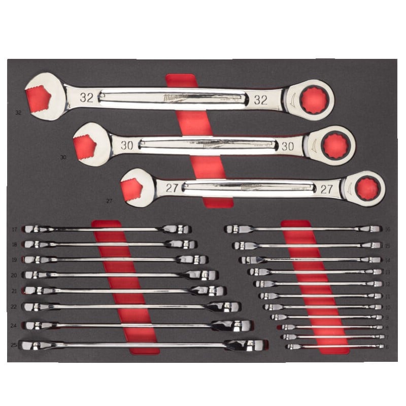 Milwaukee Accessoires Foam Inlay ringratel-steeksleutelset MAXBITE™ 6 mm-32 mm (22-delig) - 4932493248