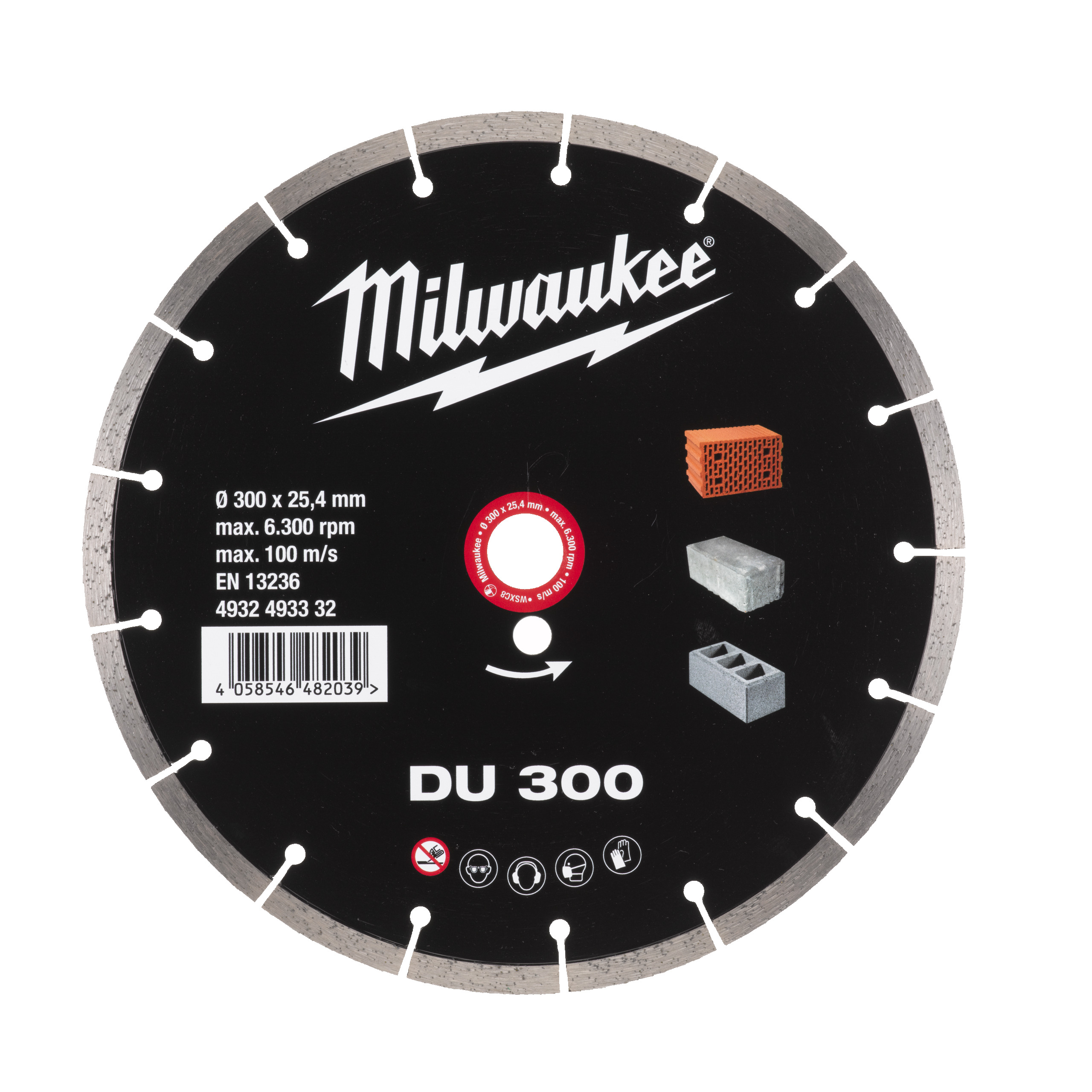 Milwaukee DU 300 mm - 1 pc Diamantslijpschijf beton/baksteen DUH 300 mm - 4932493332