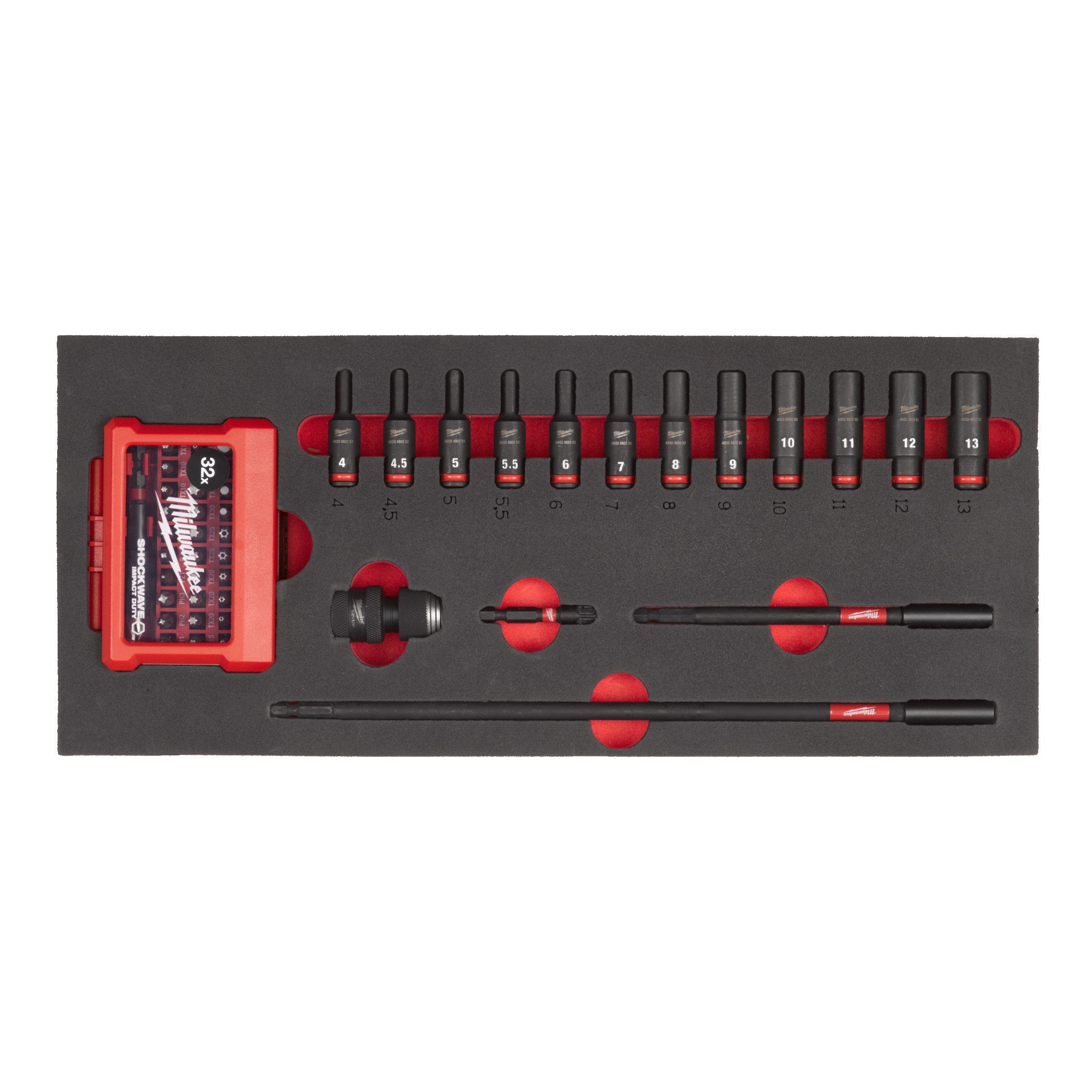 Milwaukee Foam Inlay | 1/4" SHOCKWAVE™ Doppenset - 4932493386