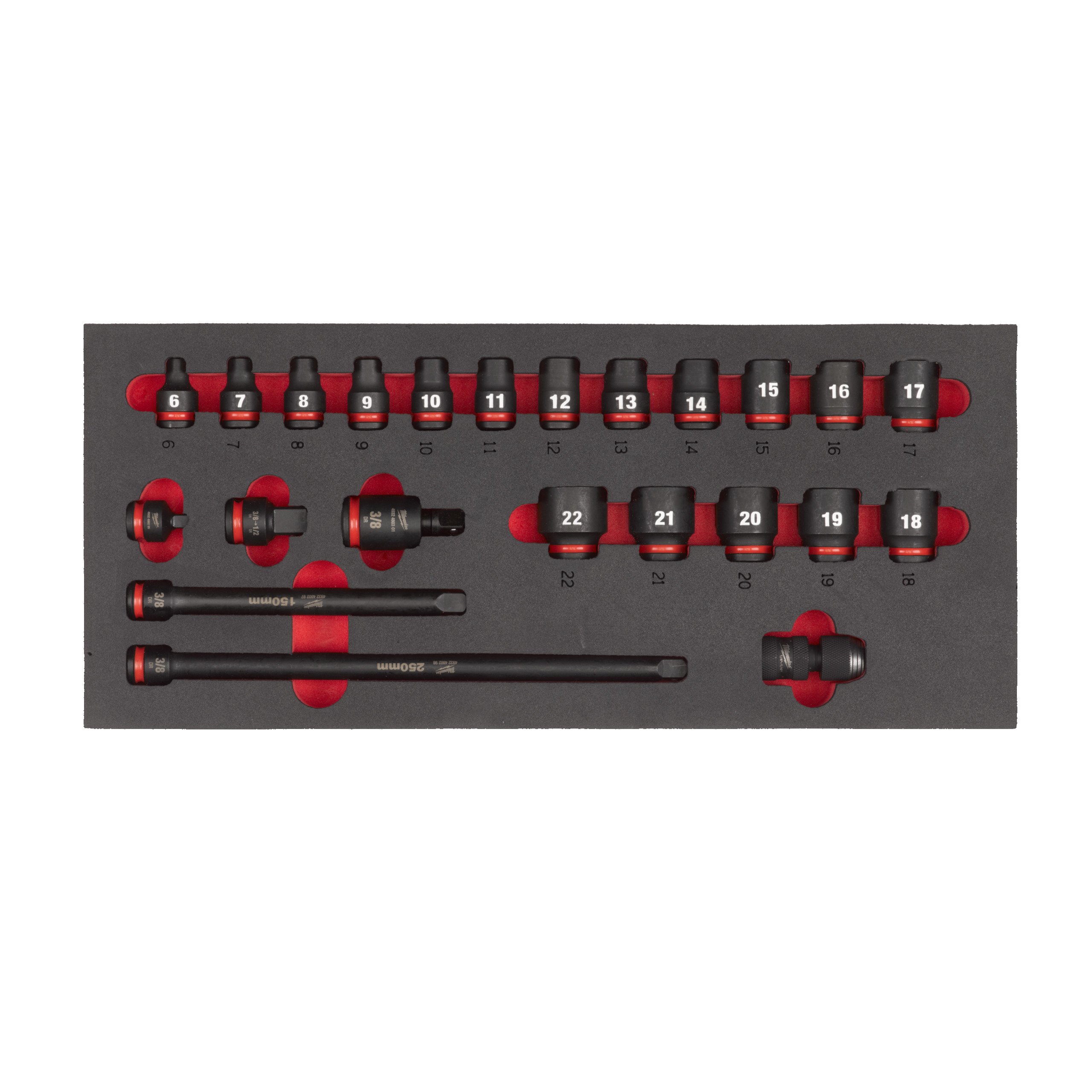 Milwaukee Doppenset | Foam inlay | 3/8" SHOCKWAVE | 23-delig - 4932493388