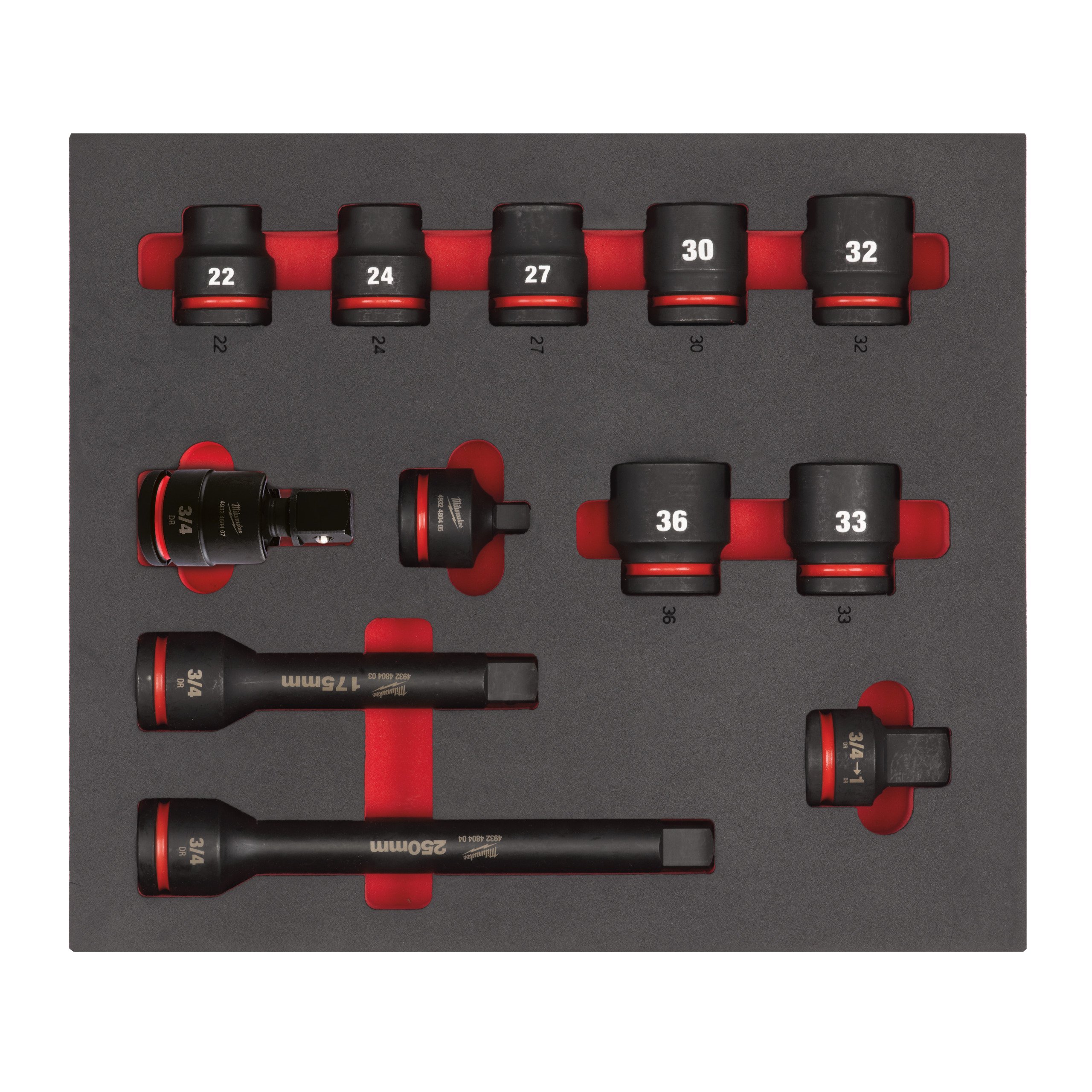 Milwaukee Doppenset | Foam inlay | 3/4" | 12-delig - 4932493396