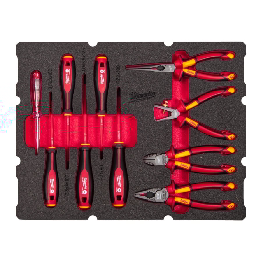 Milwaukee Foam inlay geschikt voor alle PACKOUT™ gereedschapskoffers met lades voor de elektricien | 10-delig 4932493637