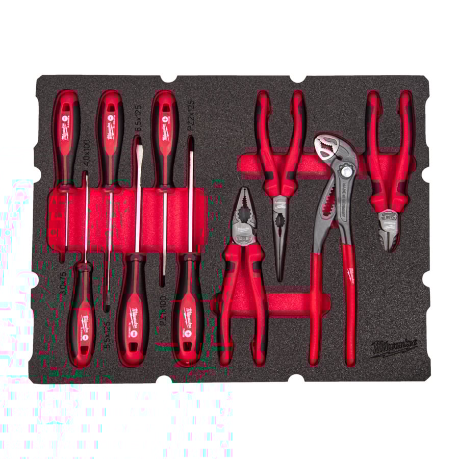 Milwaukee Foam inlay geschikt voor alle PACKOUT™ gereedschapskoffers met lades met schroevendraaiers en tangen | 10-delig 4932493638