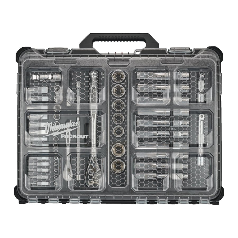Milwaukee Ratel- en dopsleutelset PACKOUT Metrisch ¼" & ½" (63-delig) 4932493661