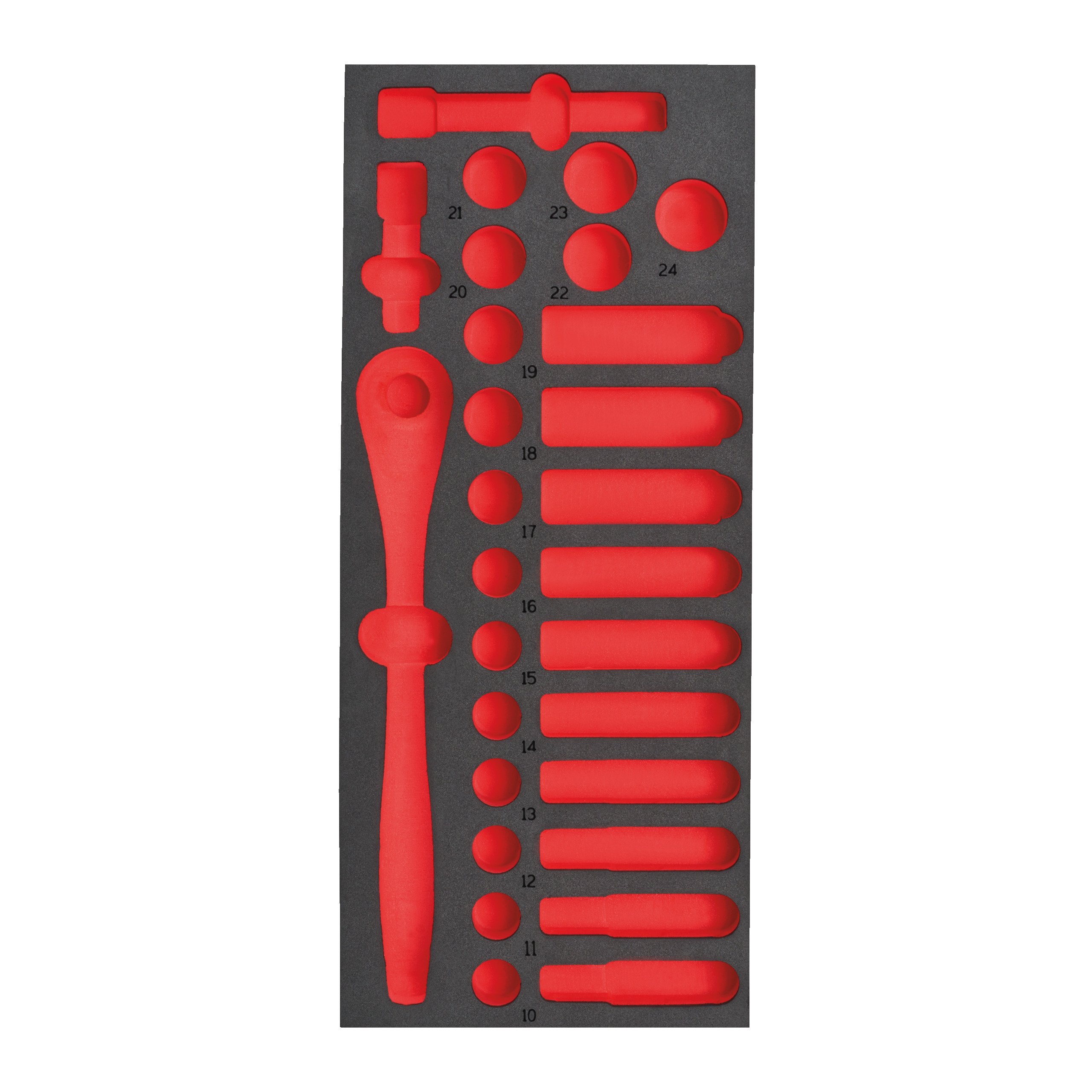 Milwaukee Empty 28 pc 1/2" Ratchet and Socket Set Foam Insert Lege Foam Inlay doppenset 1/2&apos;&apos; (28-delig) - 4932493664