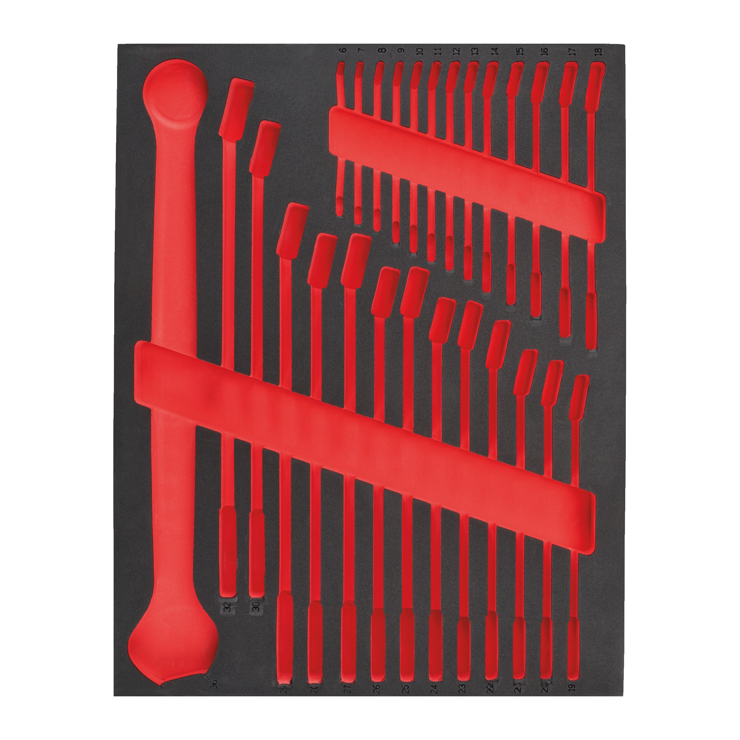 Milwaukee Empty 27 pc MAXBITE Combination Spanner Foam Set Lege Foam inlay ring-steeksleutel set MAX BITE™ 6 mm-36 mm (27-delig) - 4932493676
