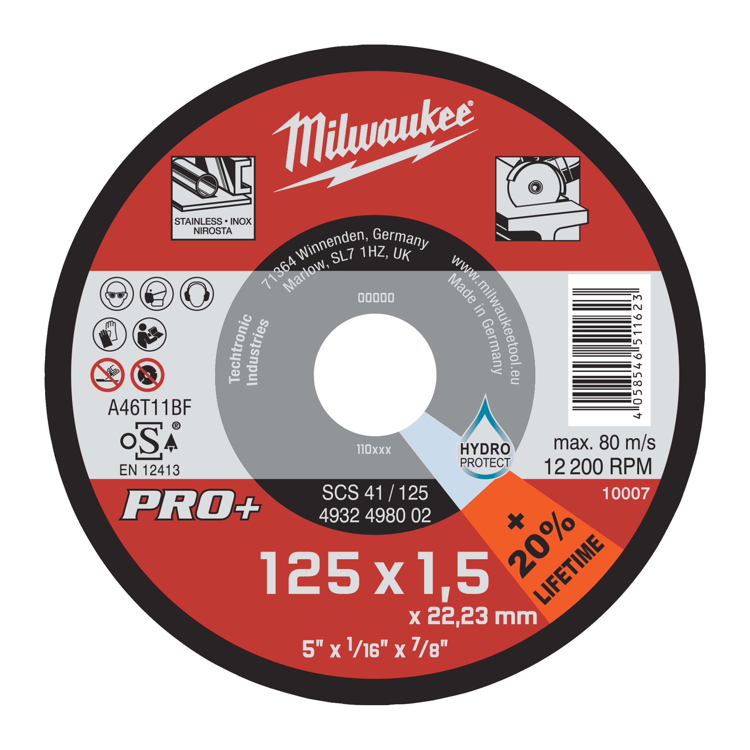 Milwaukee SCS 41 / 125 Dunne Metaaldoorslijpschijven PRO+ - 4932498002