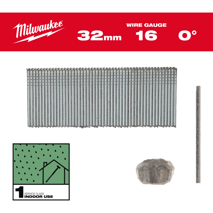 Milwaukee Afwerkspijker Gegalvaniseerd | 16G | 25mm | SC1 | 5000 stuks - 4932498312