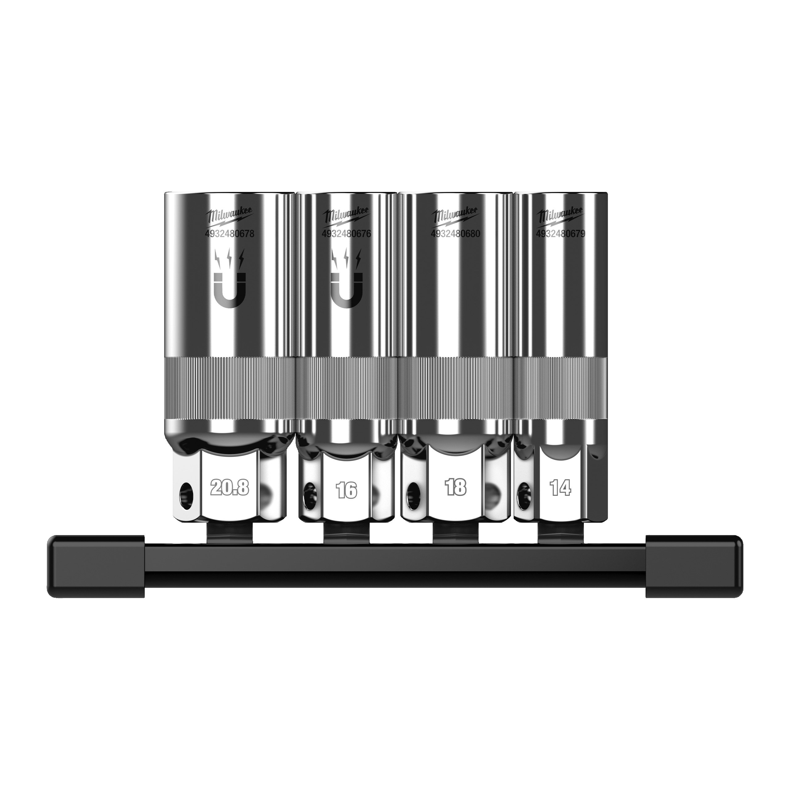 Milwaukee Bougiedoppenset | 3/8" | Op rail | 4-delig - 4932498383