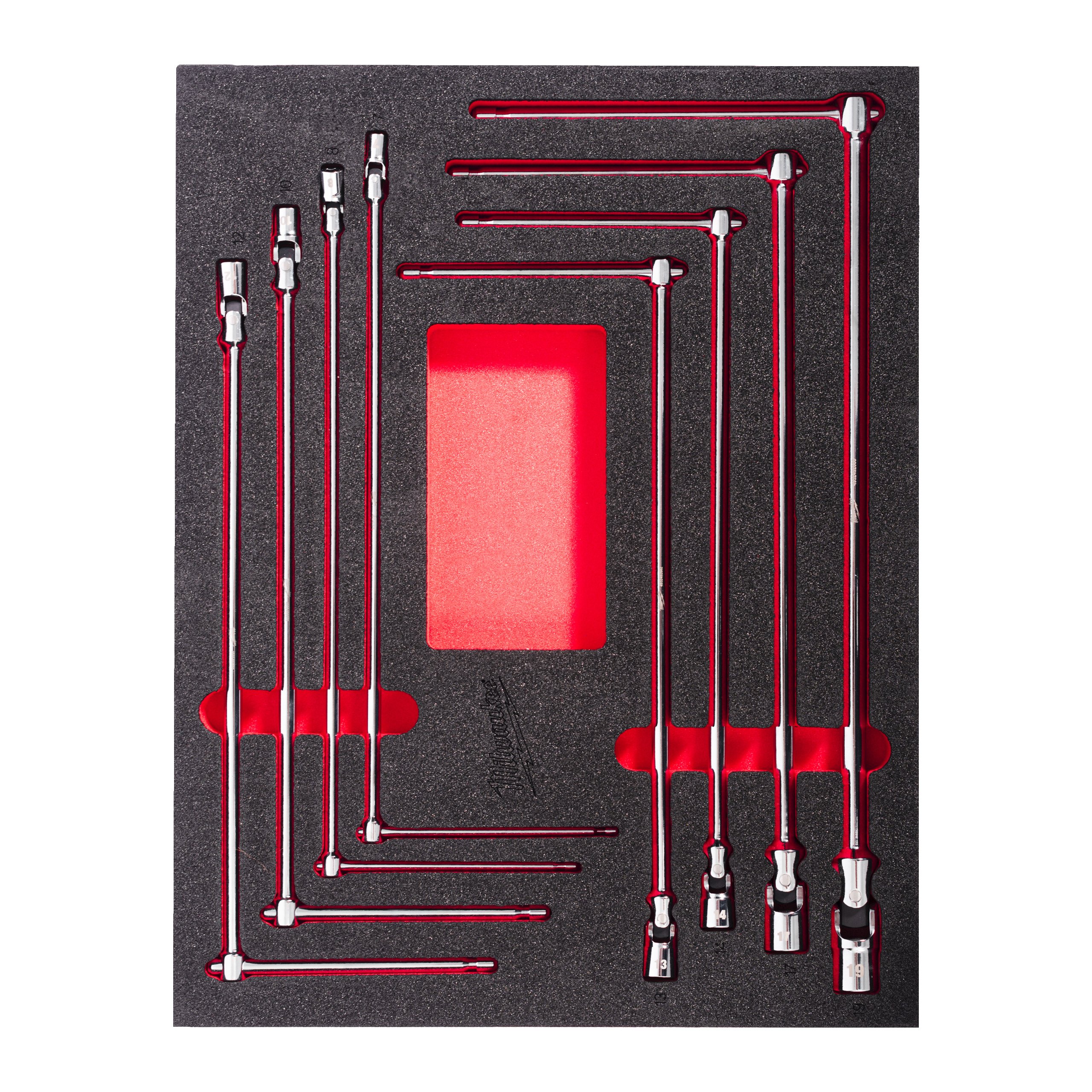Milwaukee Foam Inlay T-dopsleutel Set met Cardangewricht | 8-delig - 4932499113