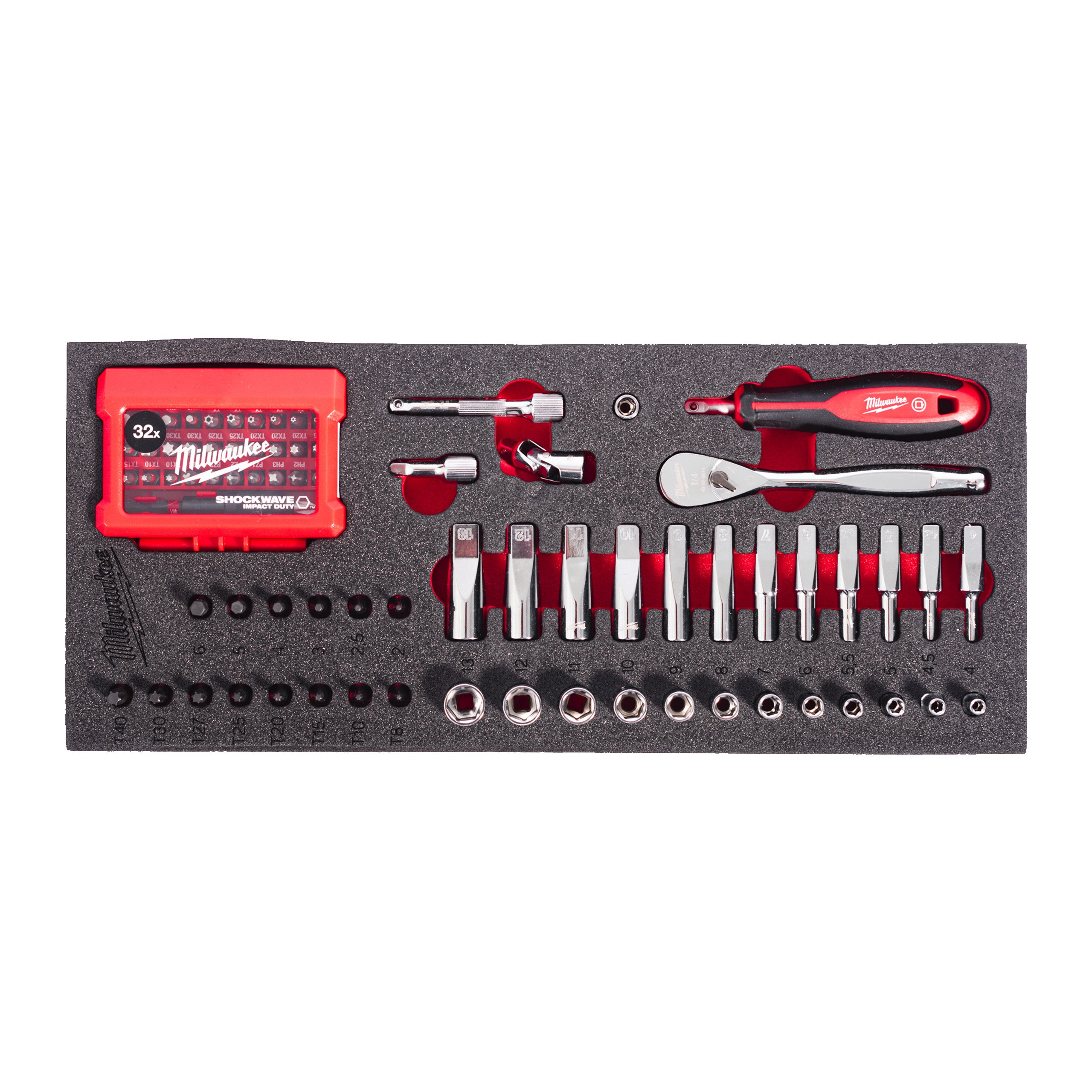 Milwaukee Foam Inlay | 1/4" Ratel en Doppenset - 4932499293